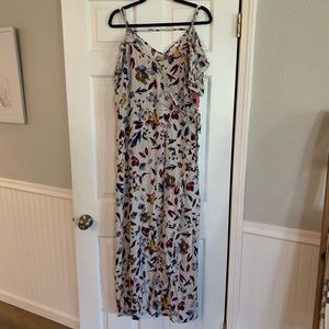 Faux wrap off the shoulder maxi dress